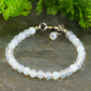6mm Clear White Opalite Beaded Anklet with clasp and a dangle.
