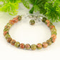 6mm Unakite Jasper Beaded Anklet with clasp and a dangle.