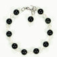 Top view of 8mm Black Obsidian Link Anklet.