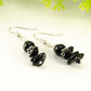 Close up of Simple  Black Obsidian Crystal Chip Earrings.