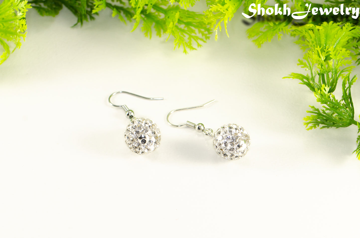 12mm Rhinestone Disco Ball Earrings.