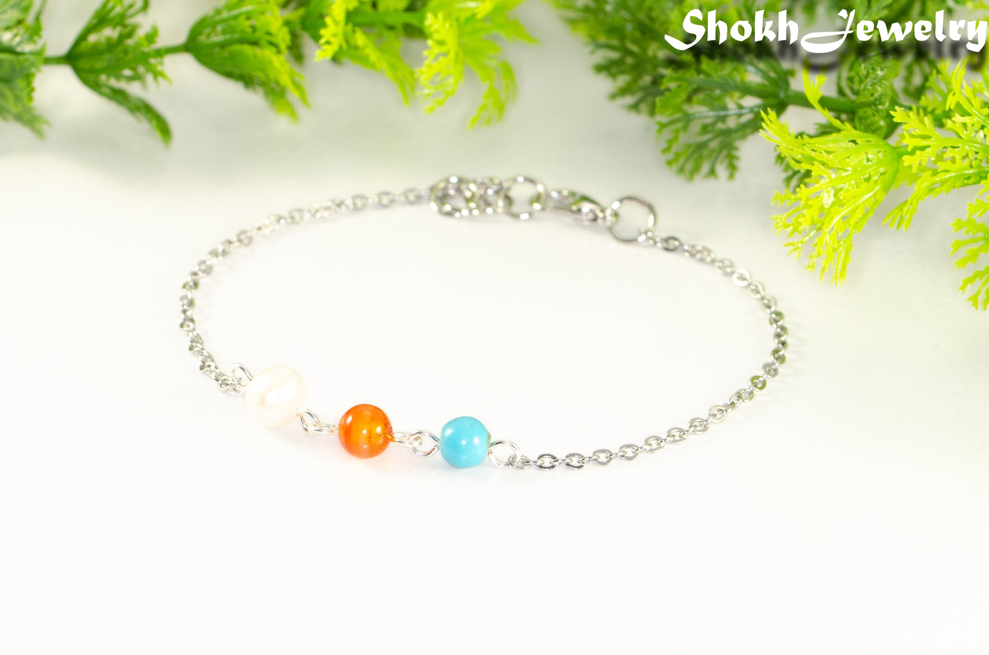 Custom Family Birthstone Anklet with 3 gemstones