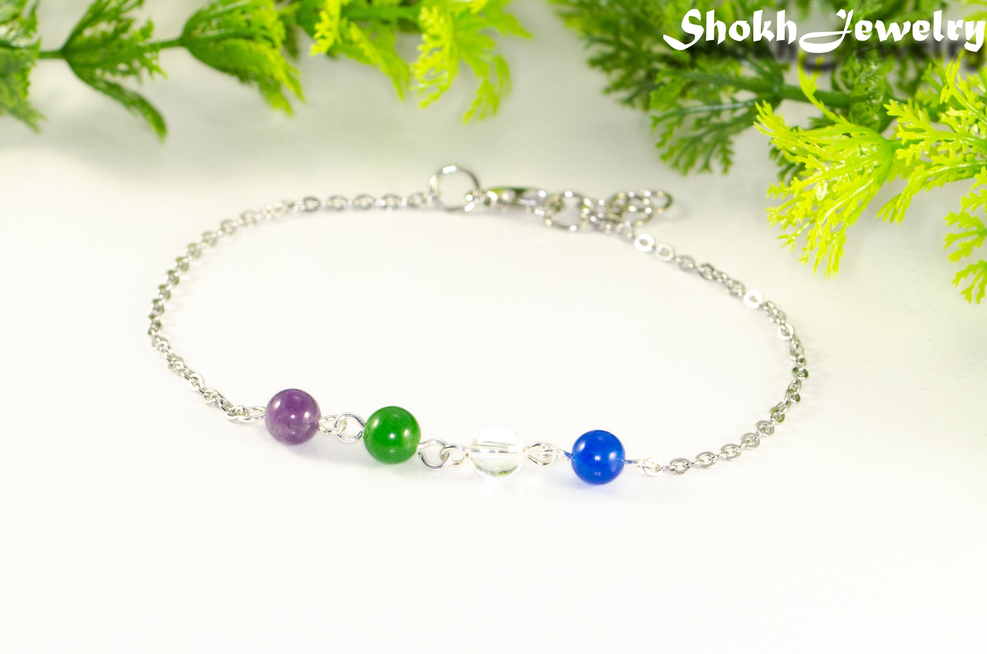 Custom Family Birthstone Anklet with 4 gemstones