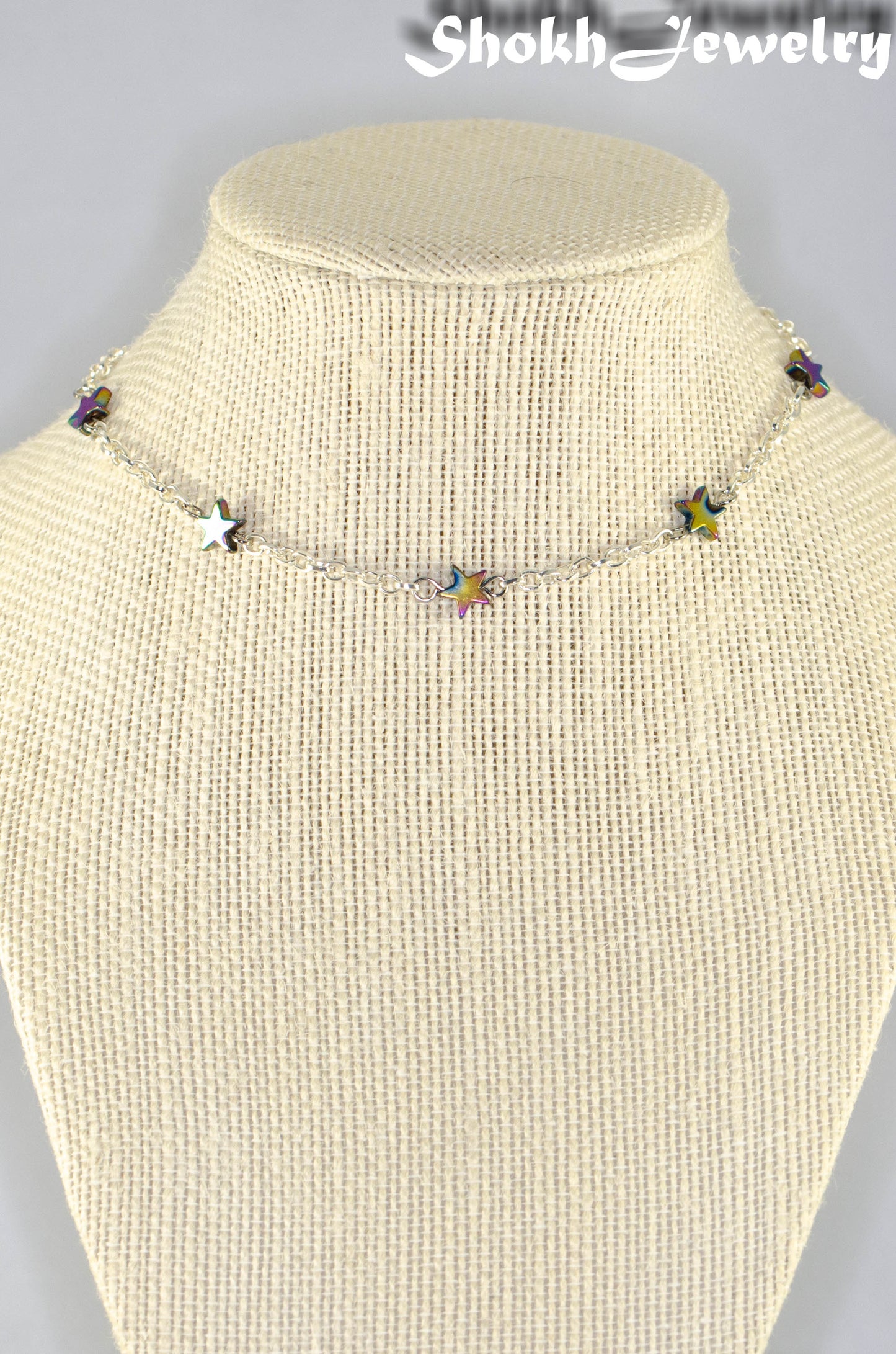 Rainbow Hematite Star and Chain Choker Necklace