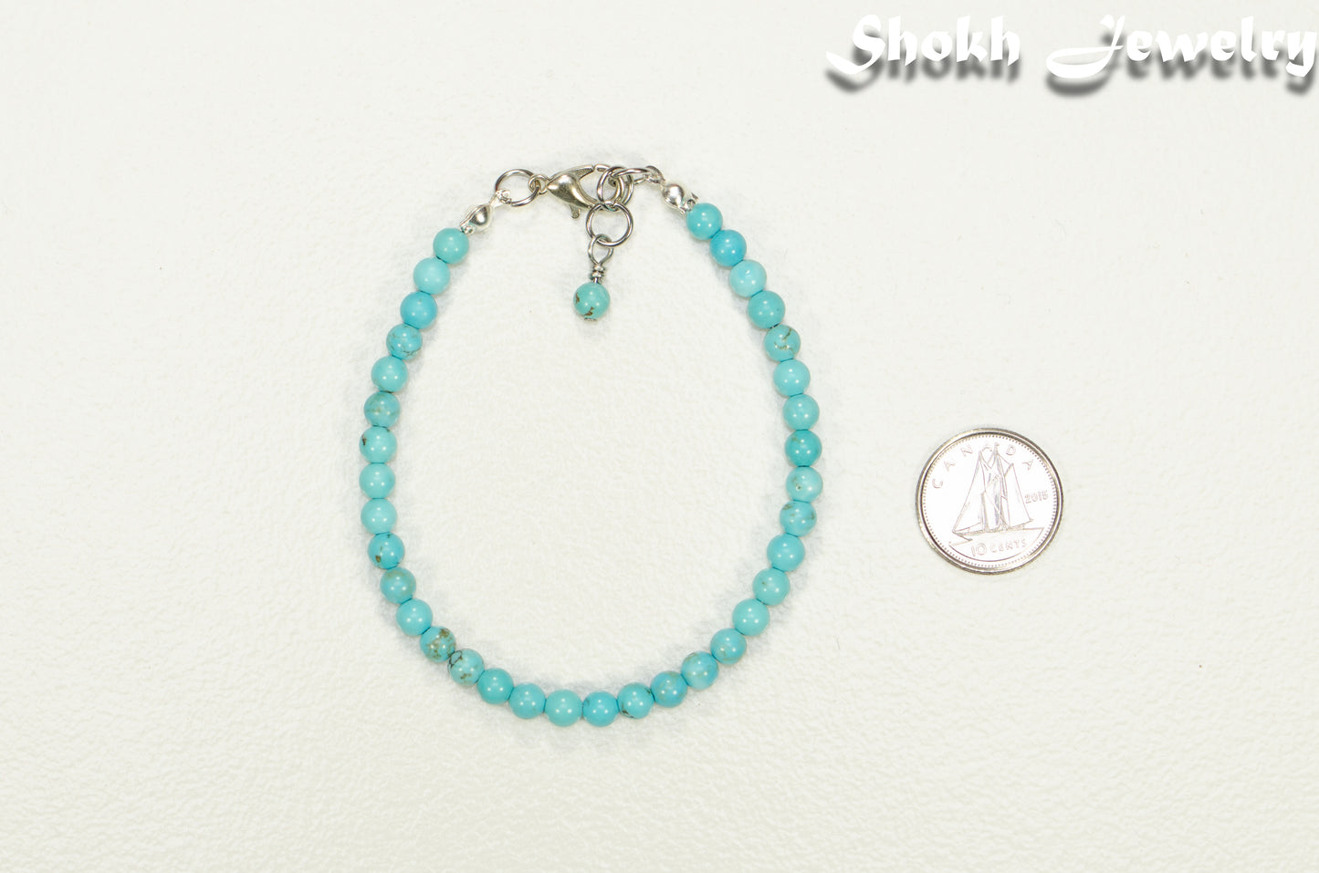4mm Turquoise Anklet with Clasp, December Birthstone Jewelry