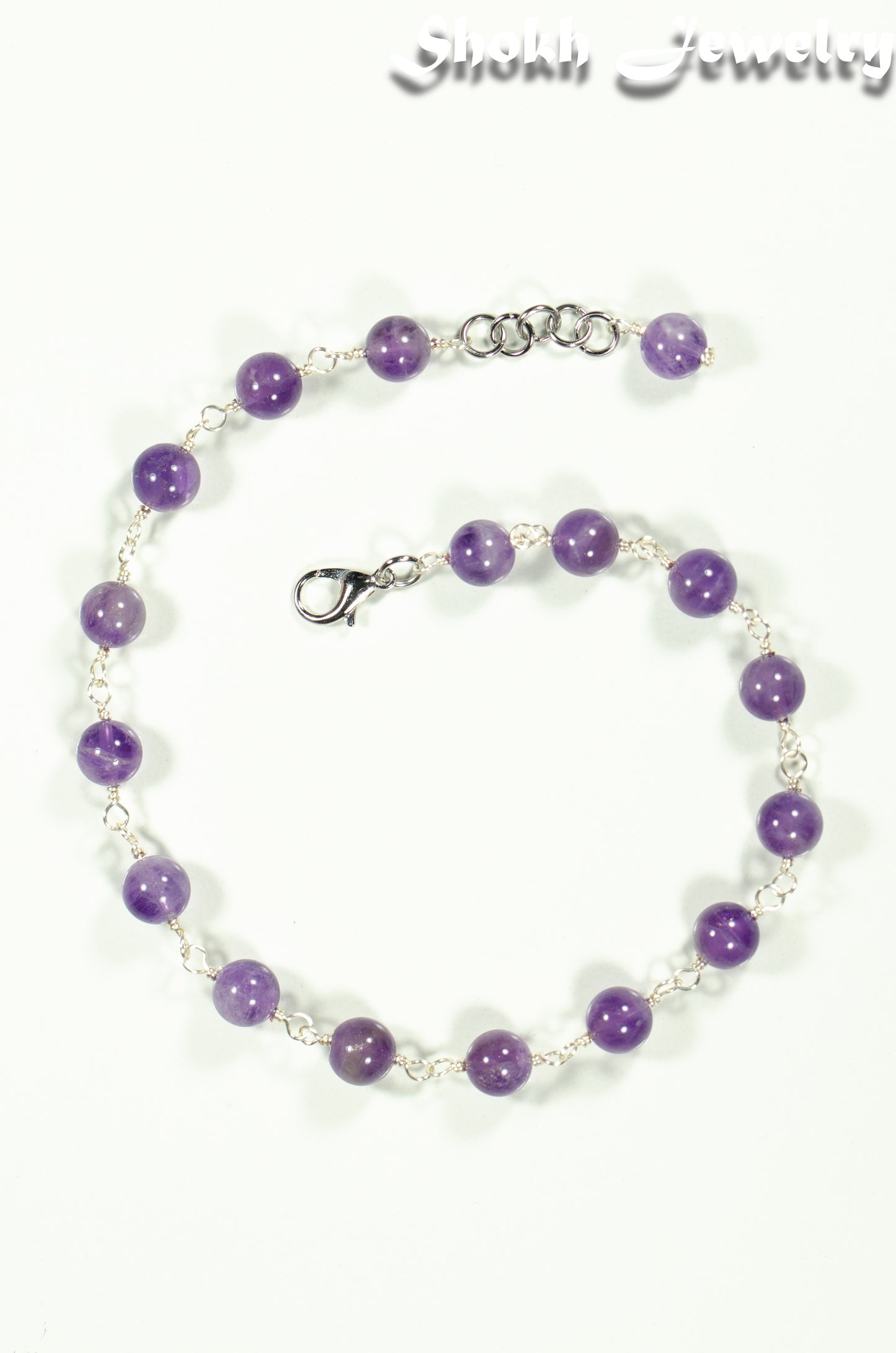 8mm Amethyst Crystal Link Choker Necklace
