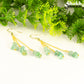 Long Gold Plated Chain and Green Aventurine Chip Earrings for women.
