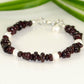 Close up of Natural Garnet Crystal Chip and Pearls Bracelet.