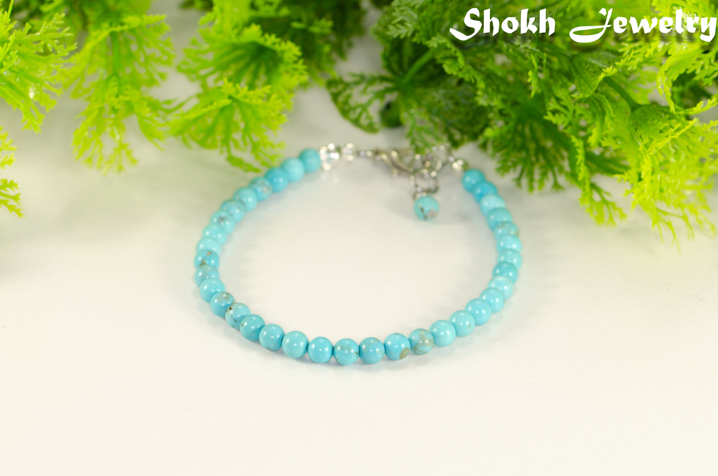 4mm Turquoise Anklet with Clasp, December Birthstone Jewelry