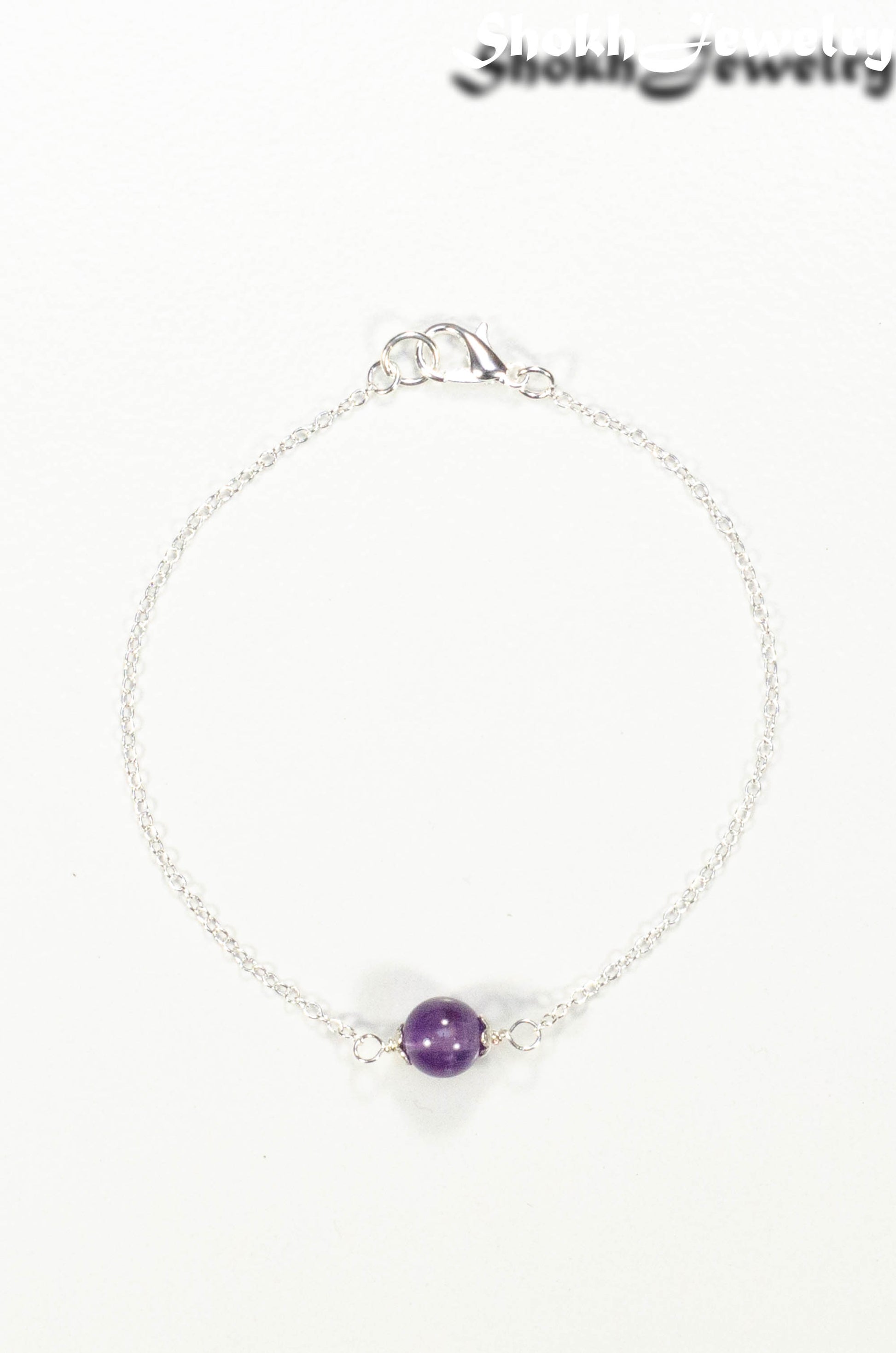 Top view of Minimal Amethyst Bracelet.