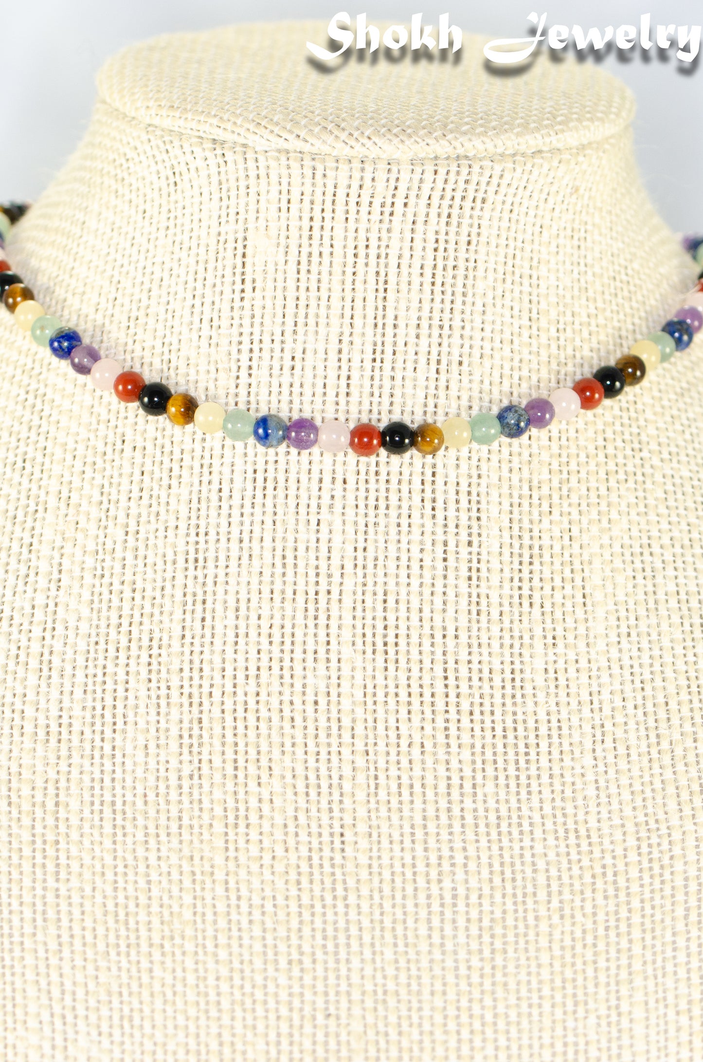 4mm Chakra Gemstone Choker Necklace