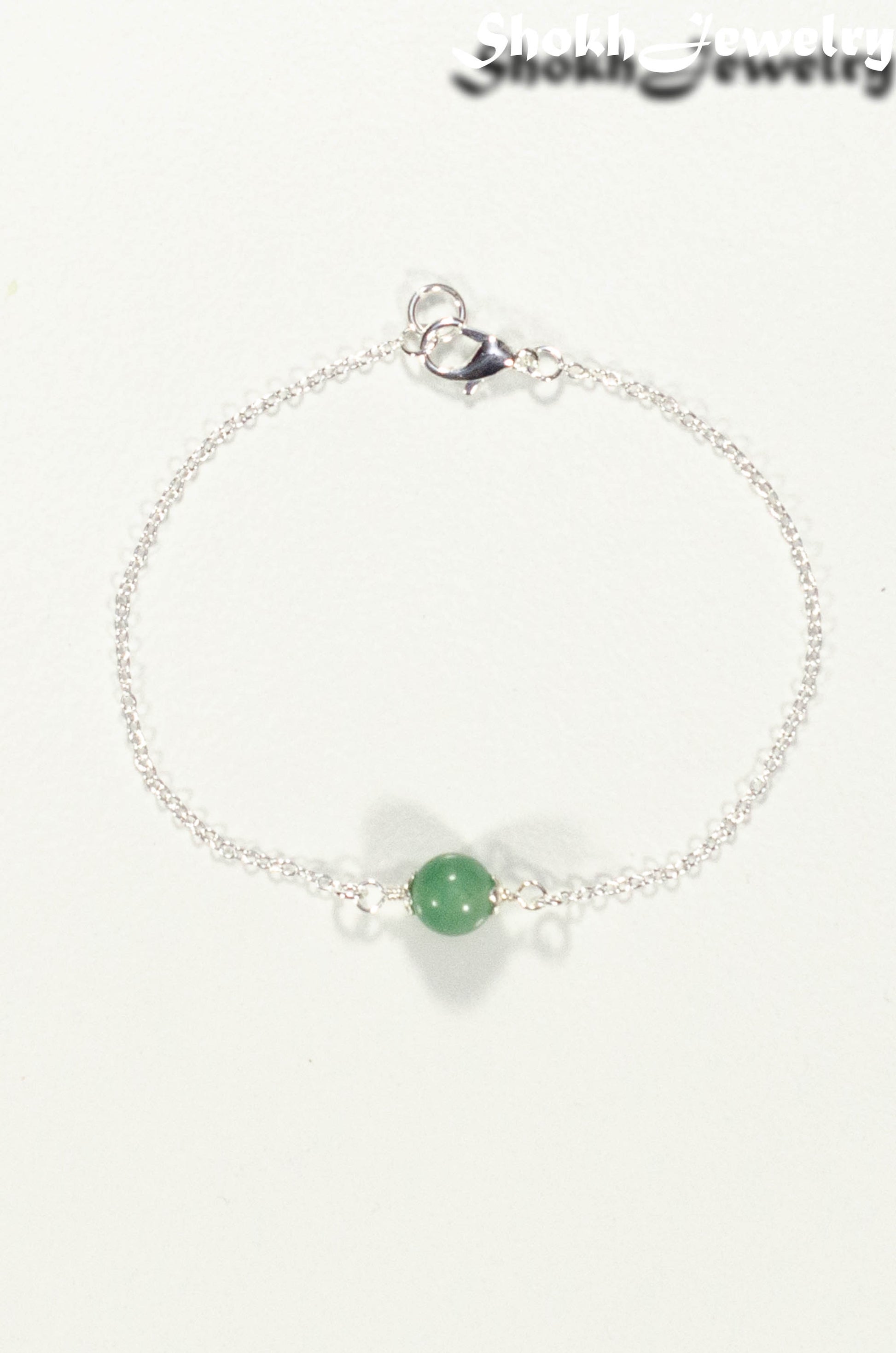 Top view of Minimal Green Aventurine Bracelet.