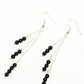 Top view of Silver Plated Chain and Black Obsidian Crystal Earrings.