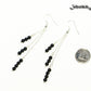 Silver Plated Chain and Black Obsidian Crystal Earrings beside a dime.