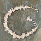 Top view of Natural Rose Quartz Crystal Chip Bracelet.