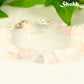 Close up of Natural Rose Quartz Crystal Chip Bracelet