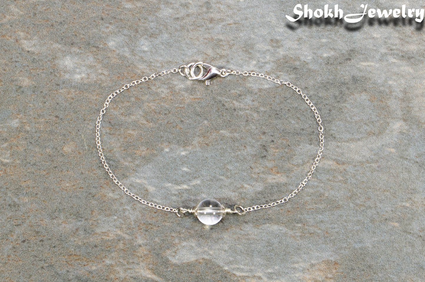 Minimal Clear Quartz Bracelet with clasp.