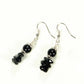 Top view of Simple  Black Obsidian Crystal Chip Earrings.