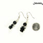 Simple  Black Obsidian Crystal Chip Earrings beside a dime.